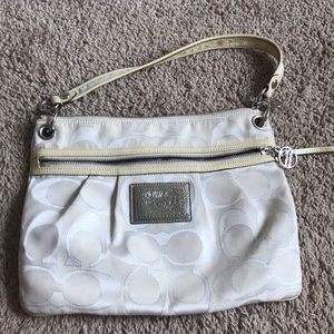 White and Silver Coach bag